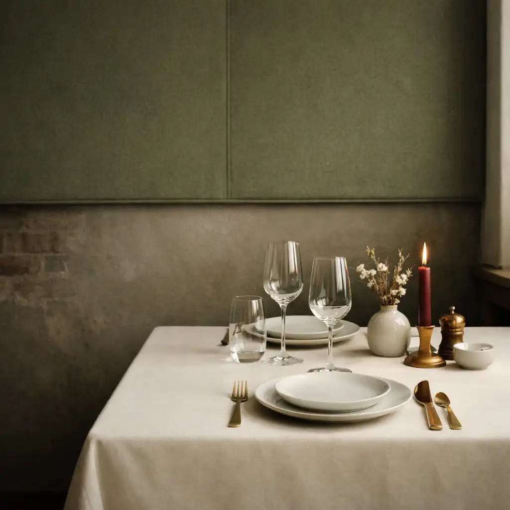 Gondosan terített asztal a Culinary Dining House meleg hangulatú enteriőrjében