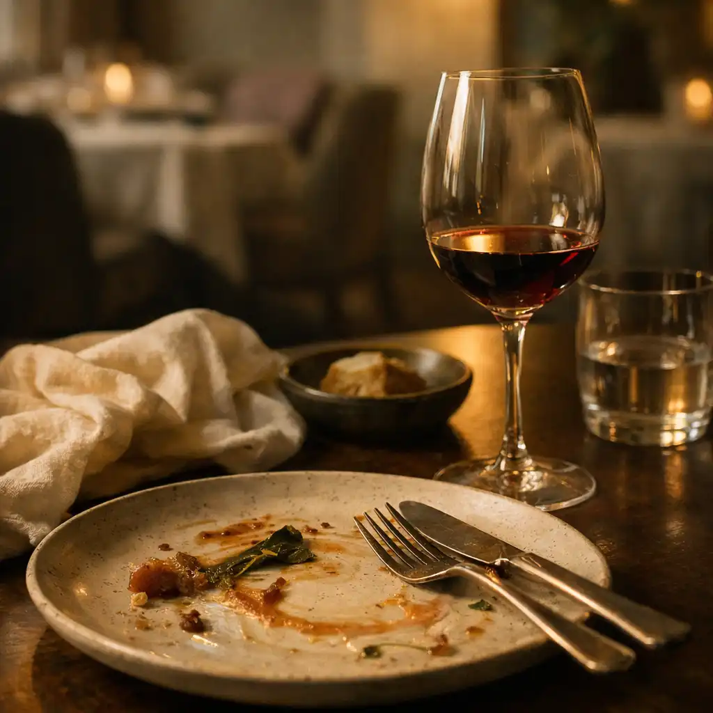 Fine-dining tányér esti fényben